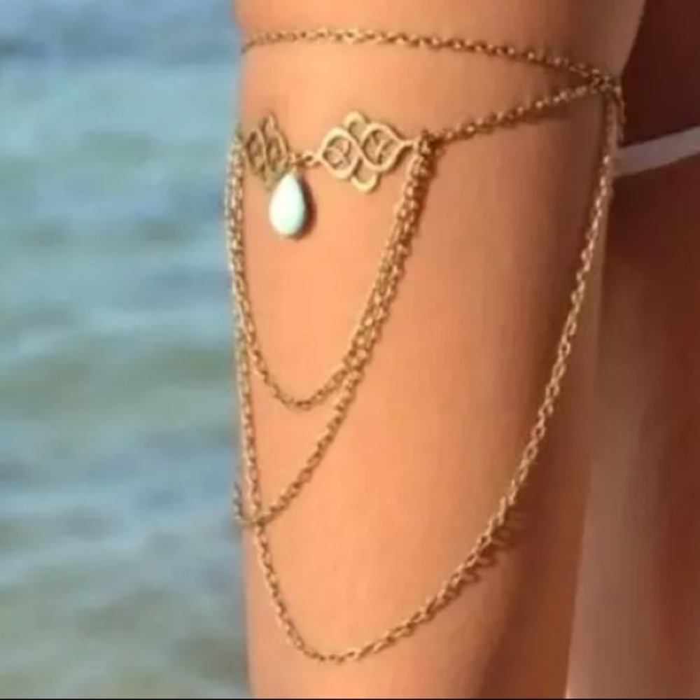 Sexy gypsy glam Upper arm band cuff chain bracelet slave harness body jewelry